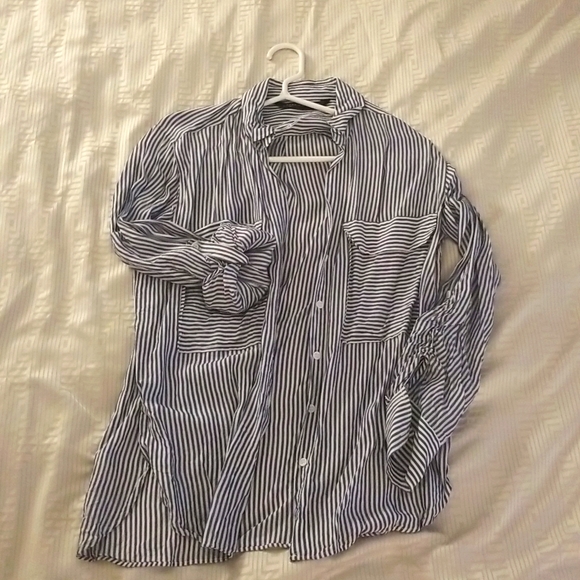 Zara Woman Blue and White Striped button down. Size small. - Picture 1 of 3